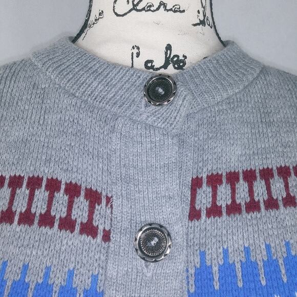 College Point Grey Fair Isle Button Up Sweater Cardigan Preppy Grandpacore - Picture 6 of 7